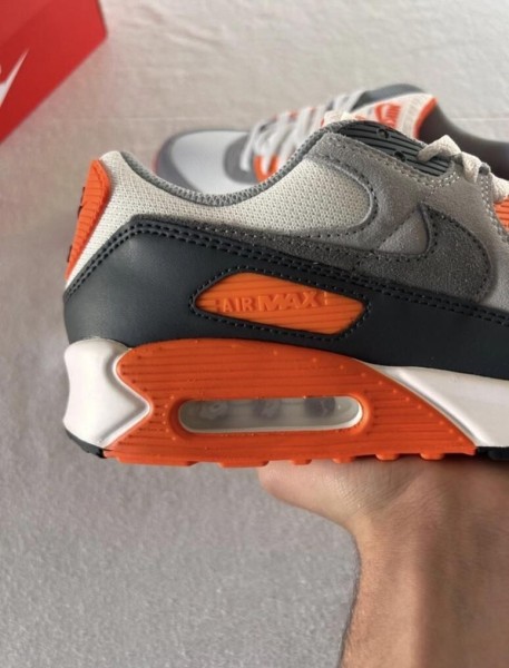 Nike airmax 90 white summit safety orange smoke grey