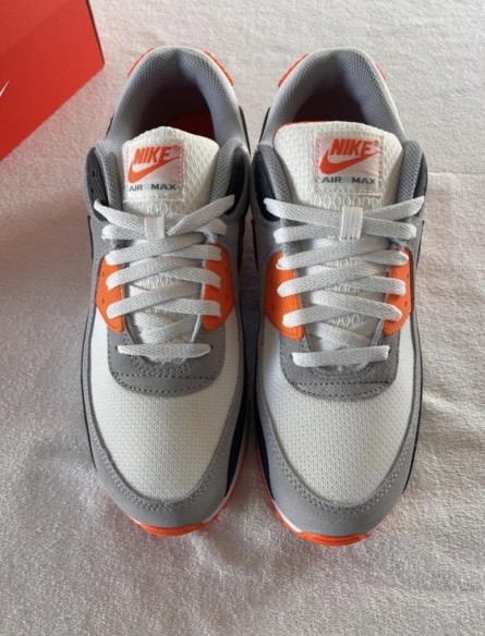 Nike airmax 90 white summit safety orange smoke grey