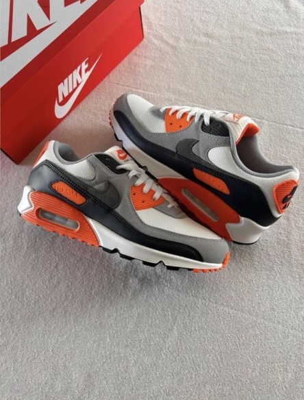 Nike airmax 90 white summit safety orange smoke grey
