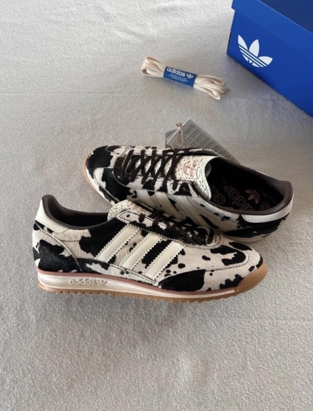 adidas Sl72 pink cow print cream white and black 2