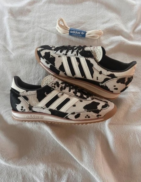adidas Sl72 pink cow print cream white and black