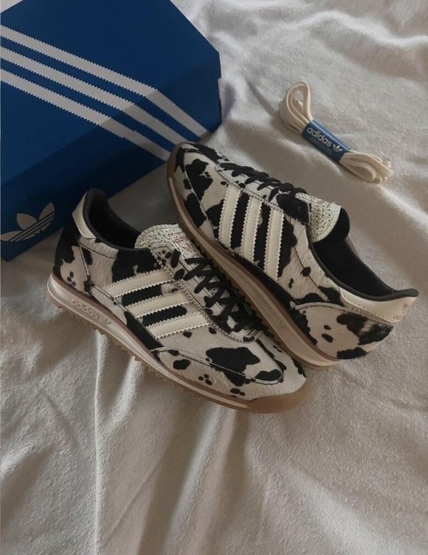 adidas Sl72 pink cow print cream white and black 2