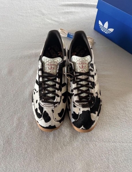 adidas Sl72 pink cow print cream white and black