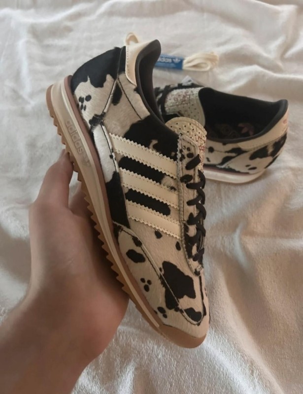 adidas Sl72 pink cow print cream white and black 2