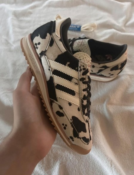 adidas Sl72 pink cow print cream white and black
