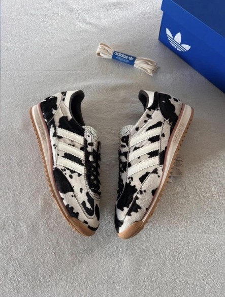 adidas Sl72 pink cow print cream white and black