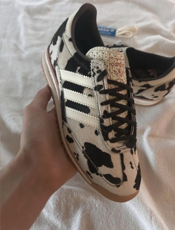 adidas Sl72 pink cow print cream white and black 2
