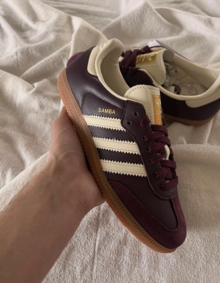 adidas samba maroon burgundy rouge bordeaux white