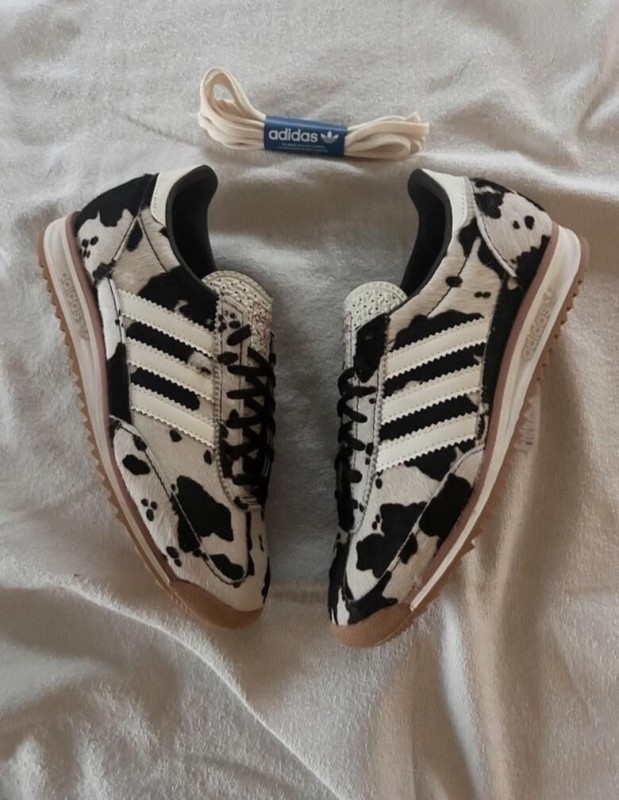 adidas Sl72 pink cow print cream white and black 2