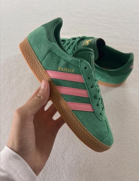 adidas gazelle bold green bliss pink