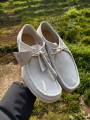 Mocassins Derbys en nubuck blanc Clarks Wallabee - Taille 44,5 - Neuf