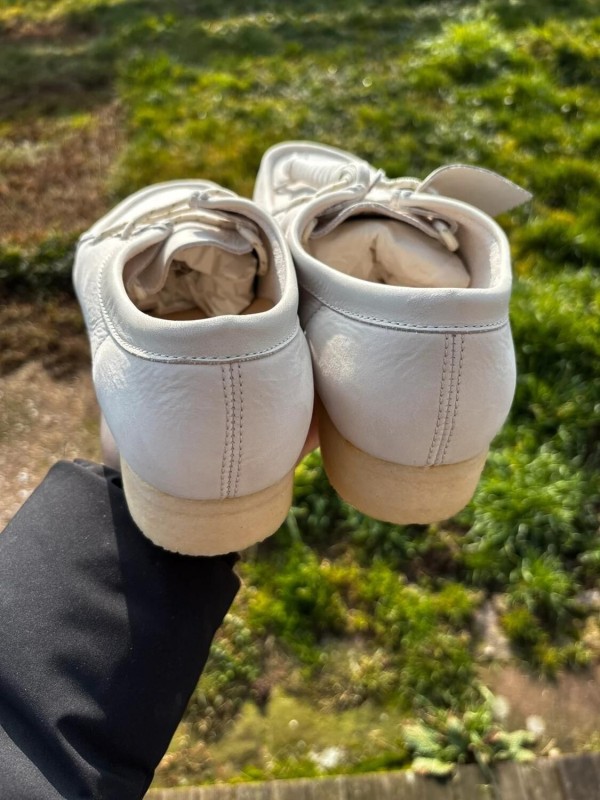 Mocassins Derbys en nubuck blanc Clarks Wallabee - Taille 44,5 - Neuf 2