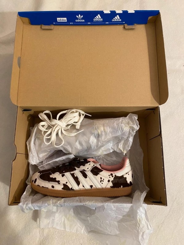 adidas samba cow print / white black brown / vache tâches 2