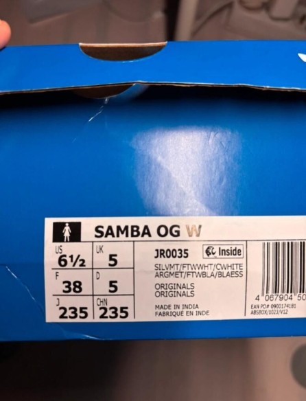 adidas samba og argenté cracked leather metallic taille 38