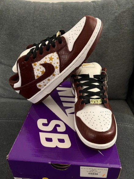 Nike SB dunk low supreme star barkroot marron 44