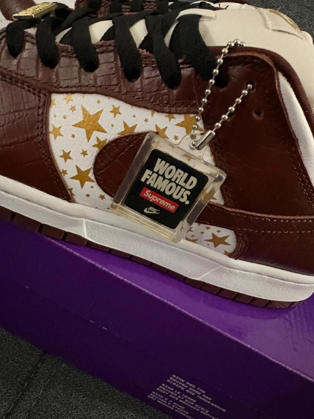 Nike SB dunk low supreme star barkroot marron 44