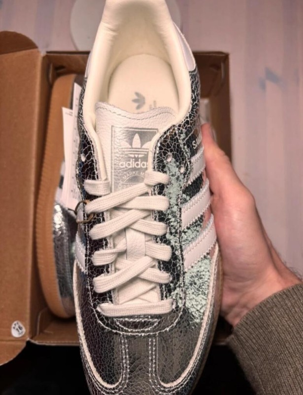 adidas samba og argenté cracked leather metallic taille 39 2