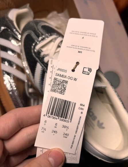 adidas samba og argenté cracked leather metallic taille 39