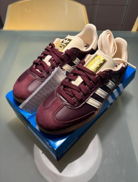 adidas samba og maroon gold metallic taille 36