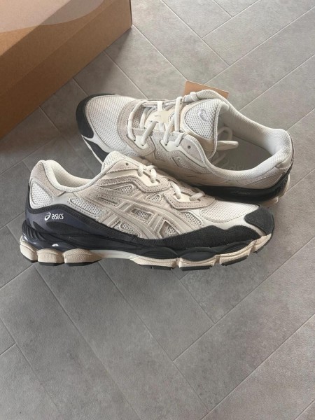Asics gel nyc white smokey grey cream beige black