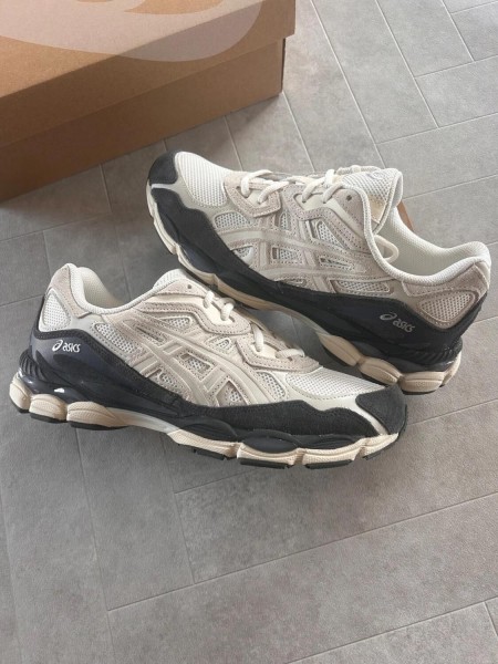 Asics gel nyc white smokey grey cream beige black