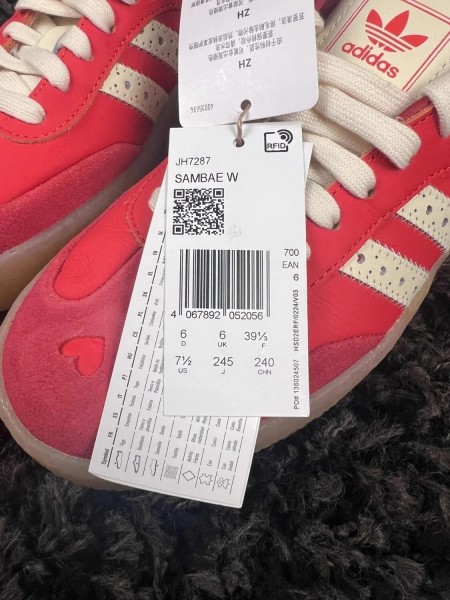 adidas samba saint-valentin rouge bright red - taille 39 1/3
