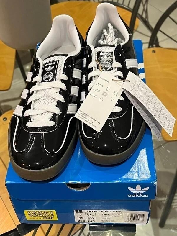 adidas gazelle indoor core black patent - neuf - 40 2