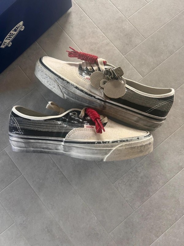 Vans premium authentic white black la habana premium paint keys