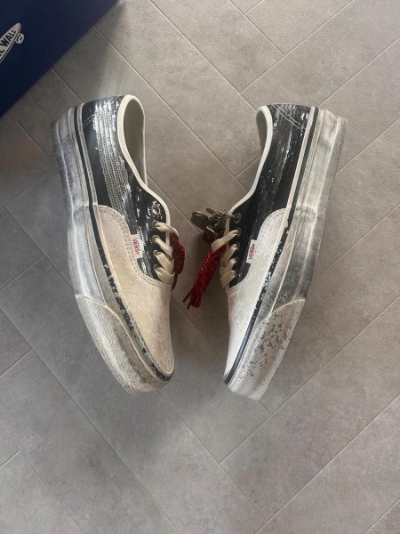 Vans premium authentic white black la habana premium paint keys