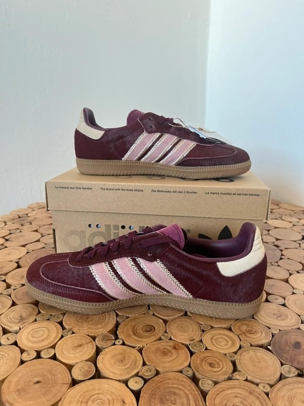 adidas samba og maroon strata pony 2