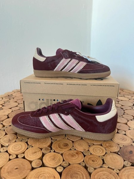 adidas samba og maroon strata pony