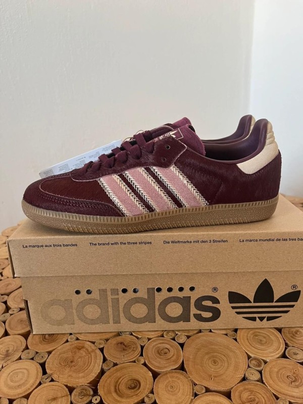adidas samba og maroon strata pony 2
