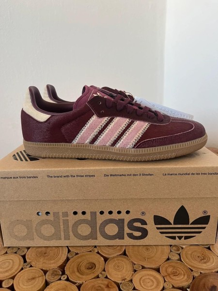 adidas samba og maroon strata pony