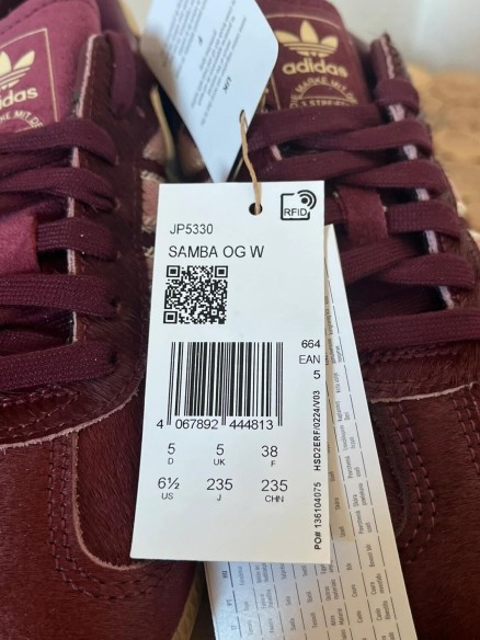 adidas samba og maroon strata pony