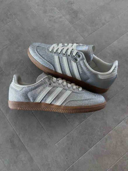 adidas samba silver metallic brillant glitter