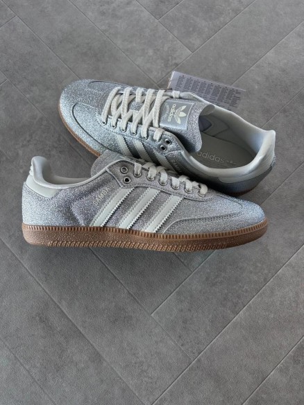 adidas samba silver metallic brillant glitter
