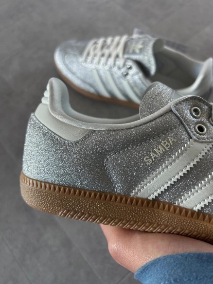 adidas samba silver metallic brillant glitter