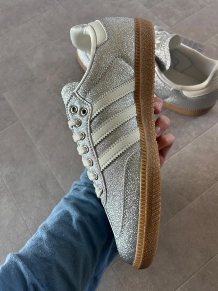 adidas samba silver metallic brillant glitter