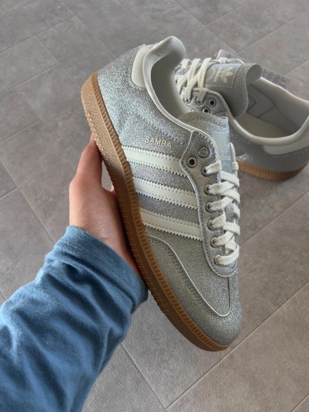 adidas samba silver metallic brillant glitter