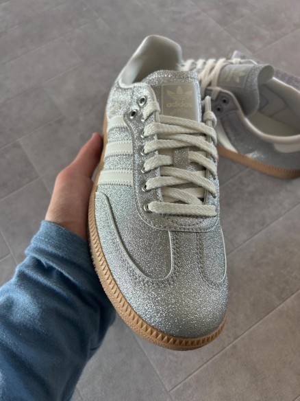adidas samba silver metallic brillant glitter