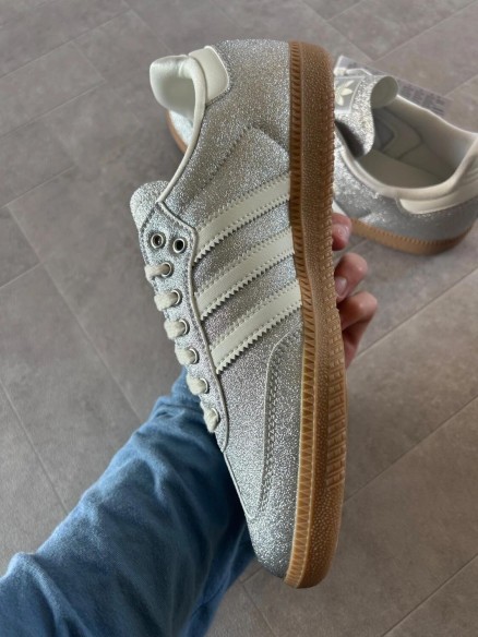 adidas samba silver metallic brillant glitter