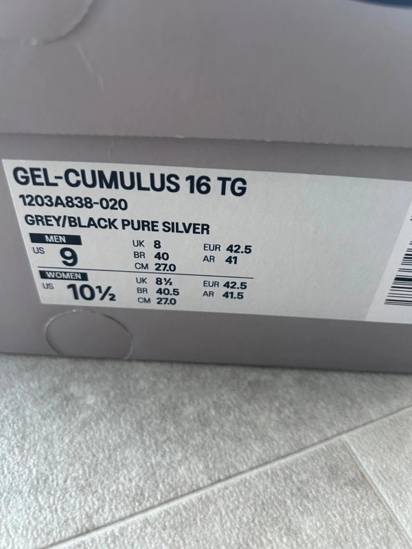 Asics gel cumulus 16 toga grey white pure silver black white 2
