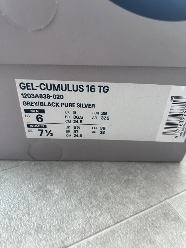 Asics gel cumulus 16 toga grey white pure silver 2