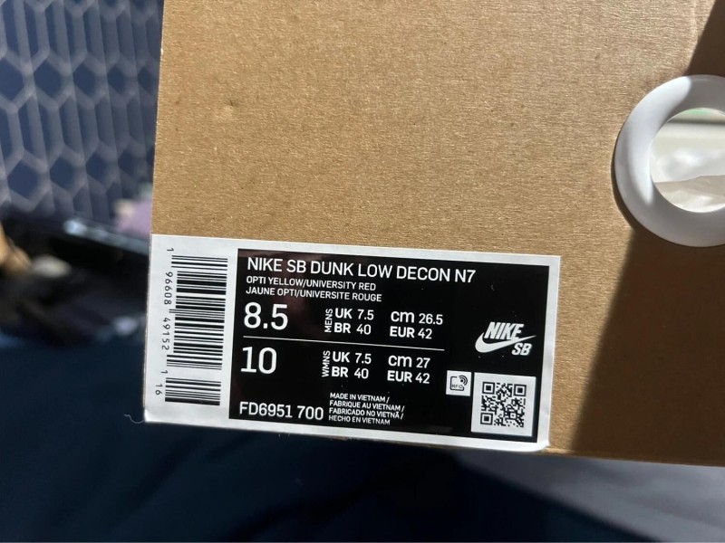 Nike SB dunk low N7 Decon Opti Yellow University Red