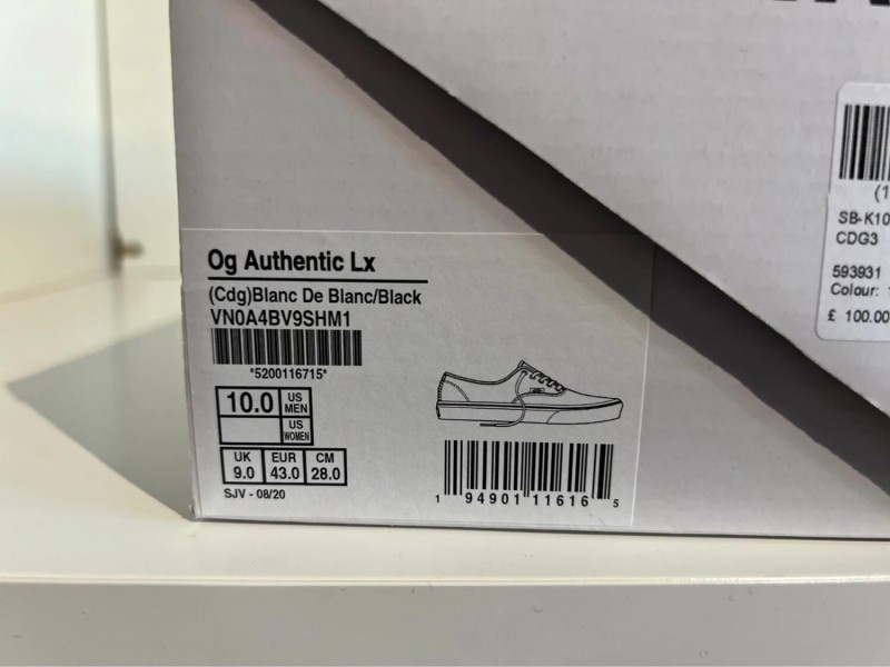 Vans Authentic Comme Des Garcons Black Heel Tab
