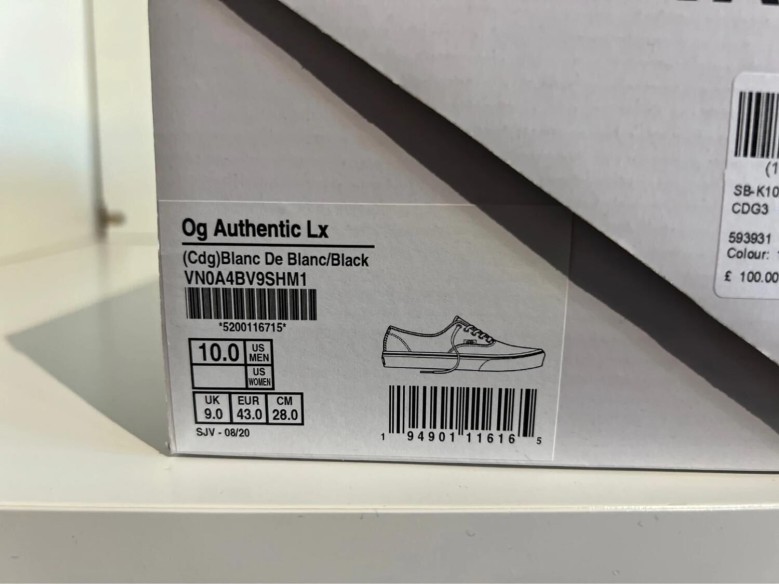 Vans Authentic Comme Des Garcons Black Heel Tab