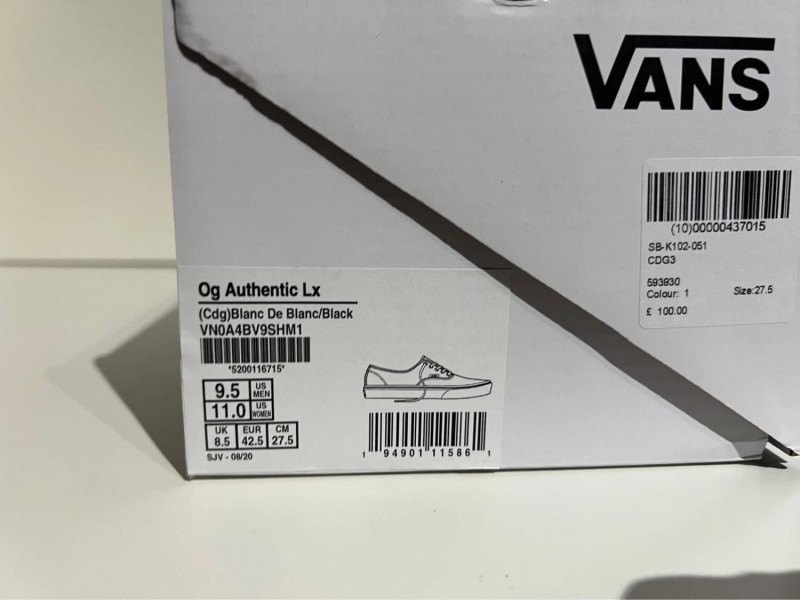 Vans Authentic Comme des Garcons Black Heel Tab