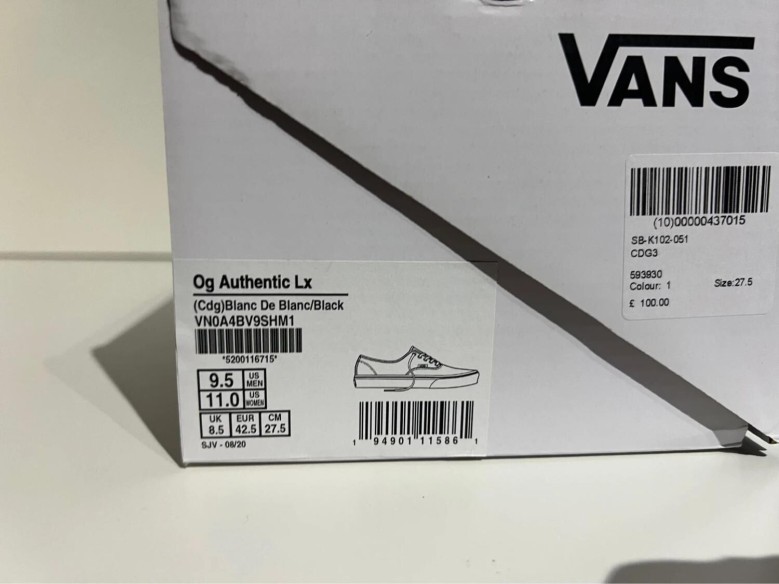 Vans Authentic Comme des Garcons Black Heel Tab
