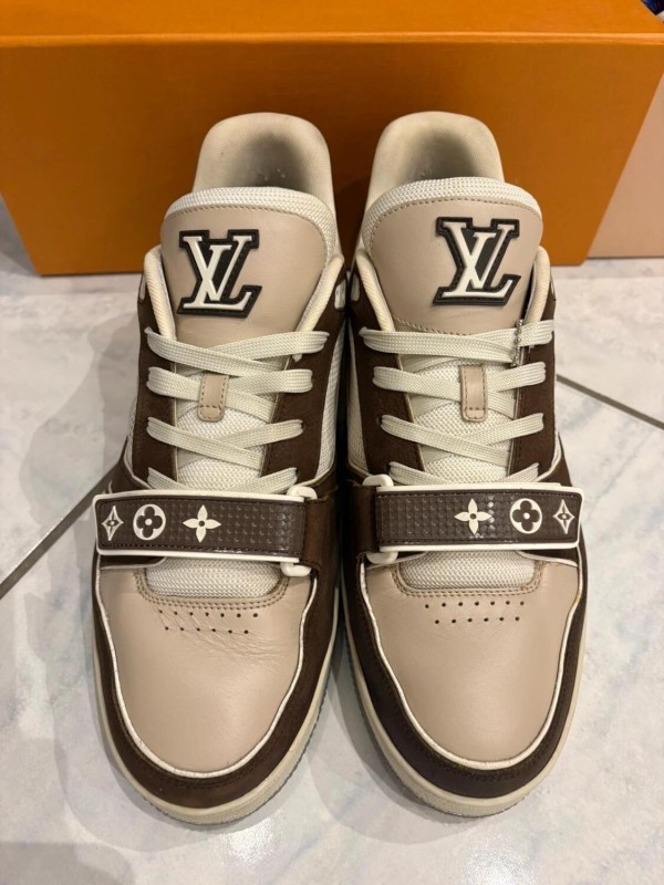 Louis Vuitton LV Trainer Velcro scratch brown cream marron crème taille 9 44-44,5 2