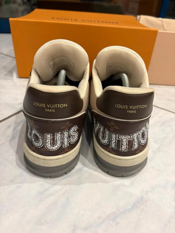 Louis Vuitton LV Trainer Velcro scratch brown cream marron crème taille 9 44-44,5 2